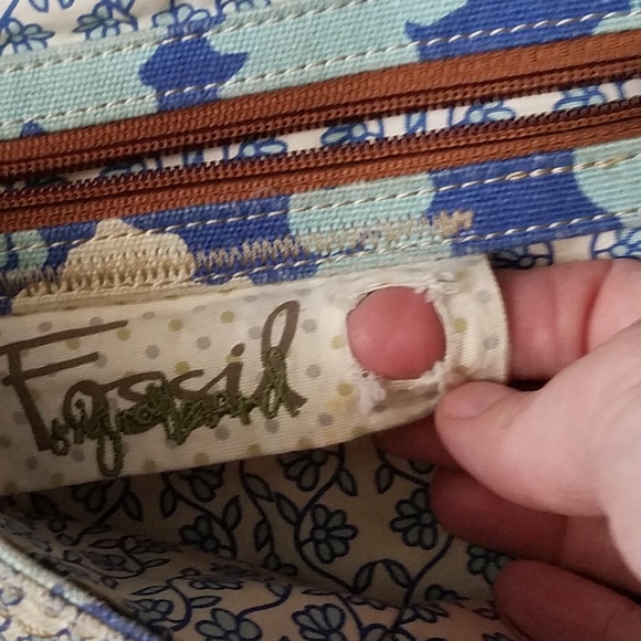 Fossil Blue Floral Canvas Messenger Crossbody - Picture 5 of 8